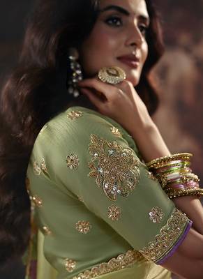 multicolor satin sequince work party wear saree 4