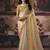 golden off white satin patta sequince work party wear saree