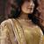 golden off white satin patta sequince work party wear saree