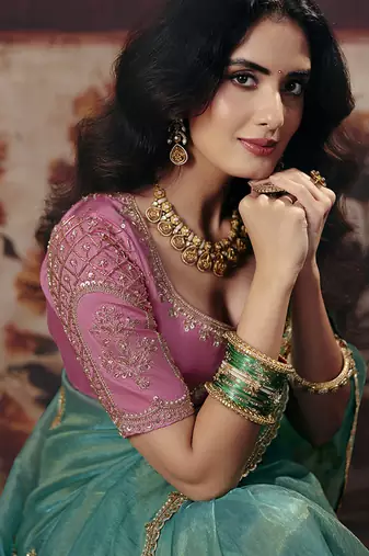 sky blue sequince work party wear saree