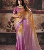 multicolor satin sequince work party wear saree