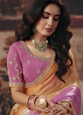 multicolor satin sequince work party wear saree 2