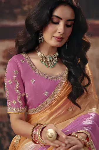 multicolor satin sequince work party wear saree