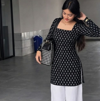  handmade block printed rayon kurtis for women's