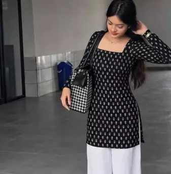  handmade block printed rayon kurtis for women's