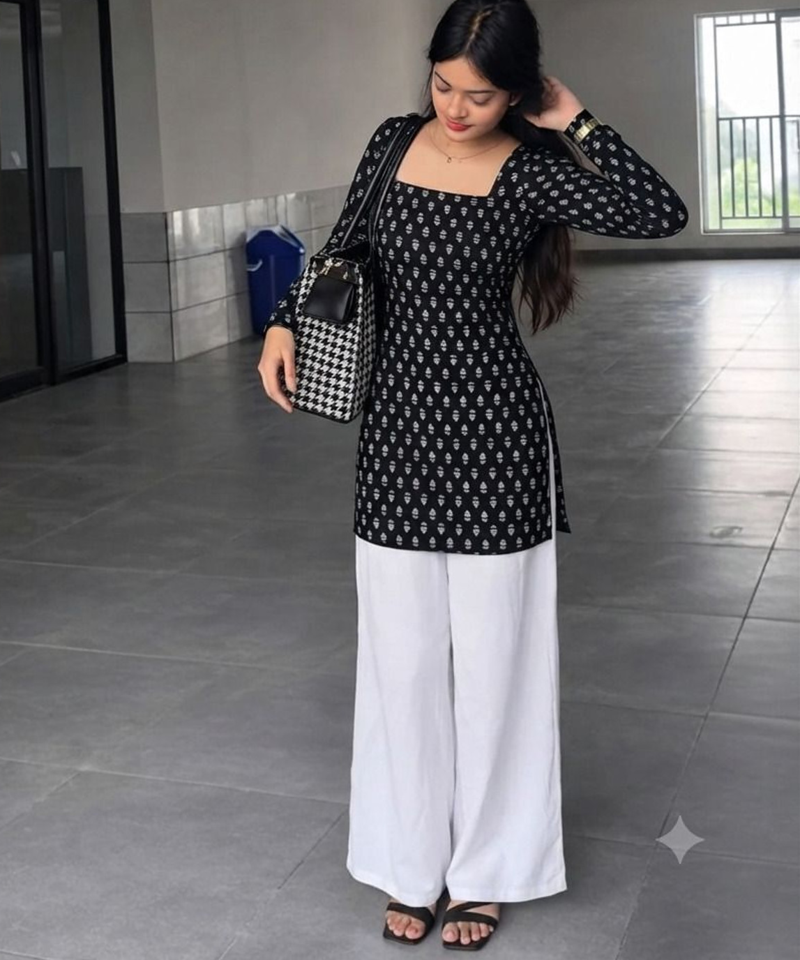  handmade block printed rayon kurtis for women's