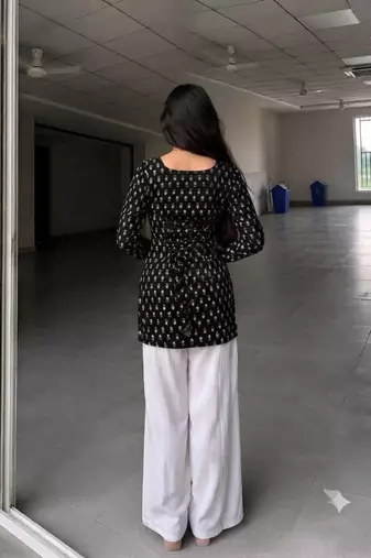  handmade block printed rayon kurtis for women's