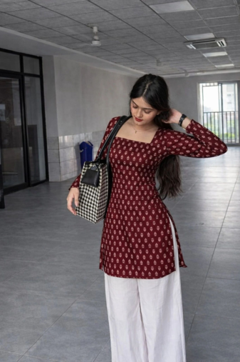  handmade block printed rayon kurtis for women's