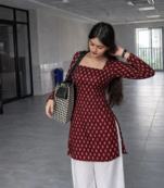  handmade block printed rayon kurtis for women's