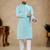 Blue Lakhnavi Thread Work Design Fabric Thai Silk Ethnic Festive Wear Kurta Pyjama