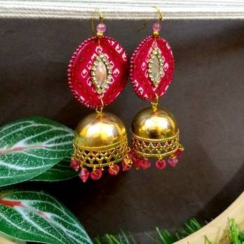 Pink fabric with jhumkas 1
