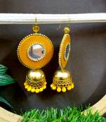 Yellow fabric with jhumkas