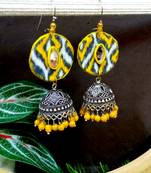 Yellow fabric with jhumkas