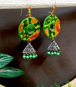 Green fabric with jhumkas