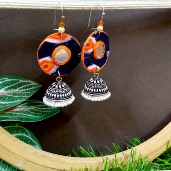 Orange fabric with jhumkas 1