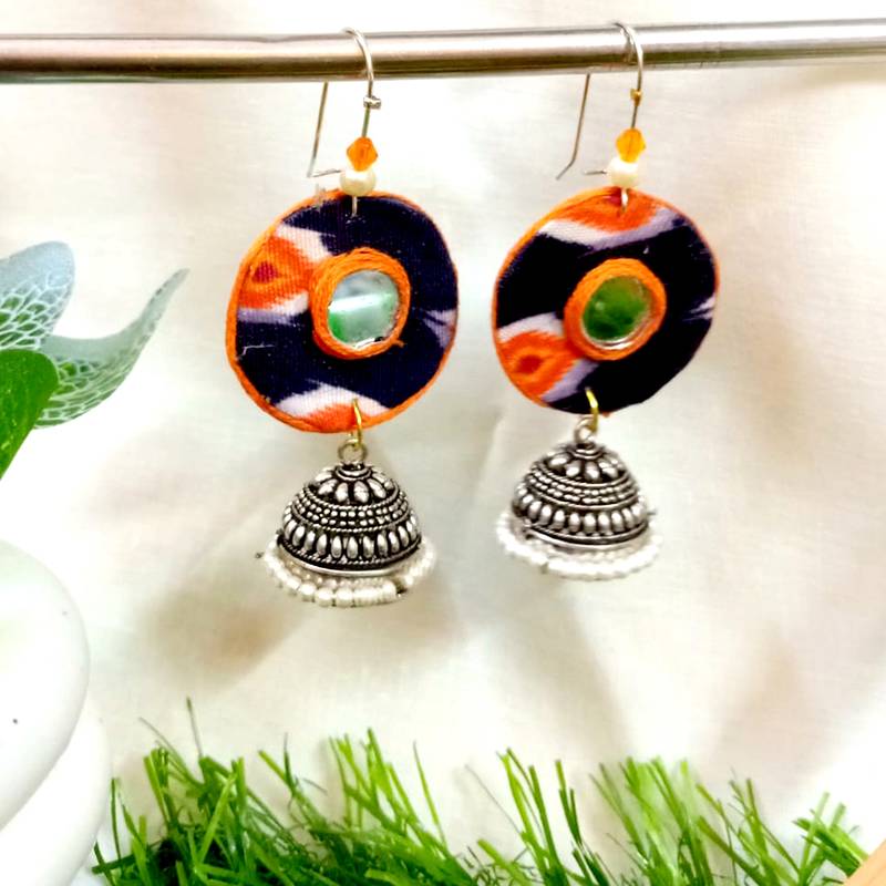 Orange fabric with jhumkas