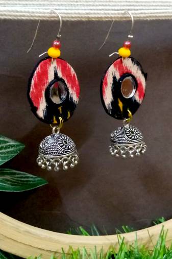 Black fabric with jhumkas