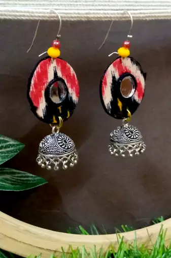 Black fabric with jhumkas