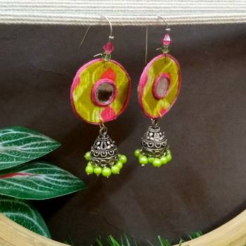 Yellow fabric with jhumkas 1