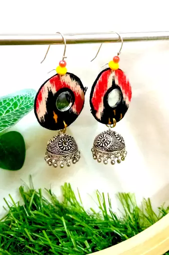 Black fabric with jhumkas