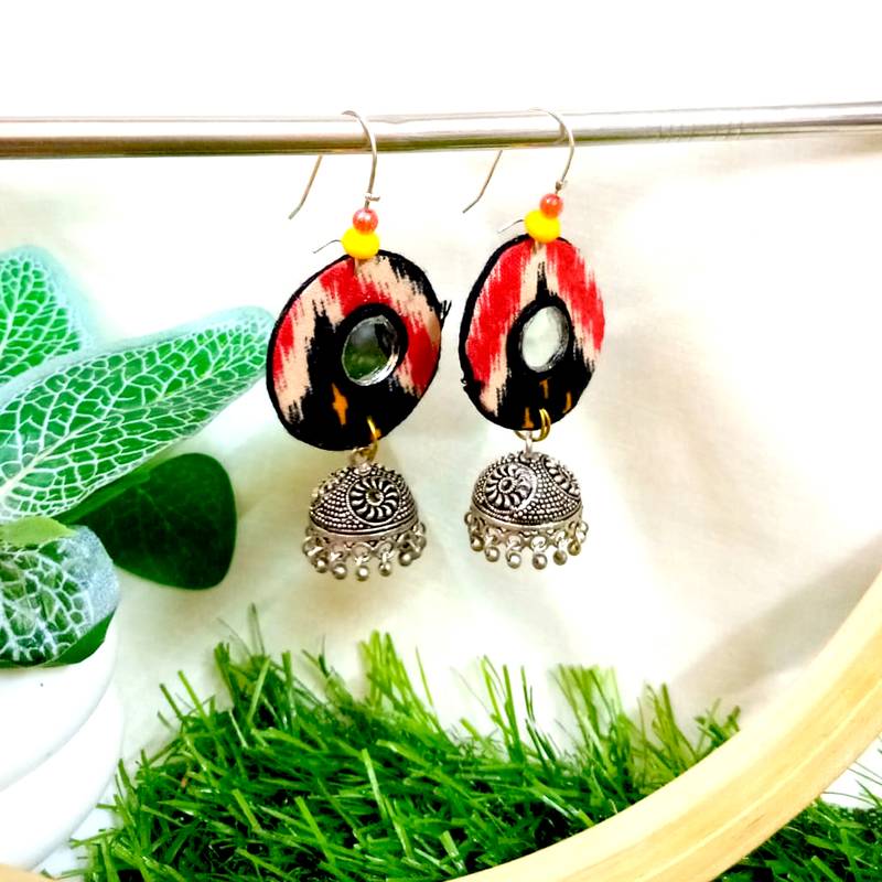 Black fabric with jhumkas