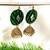 Green fabric with antique jhumkas