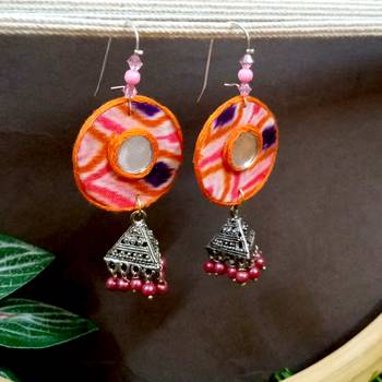Pink fabric with jhumkas 1