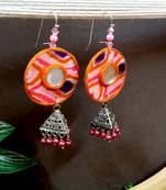 Pink fabric with jhumkas