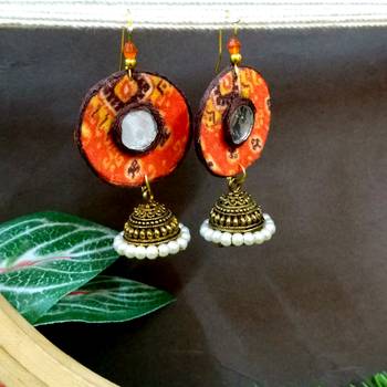 Orange fabric with jhumkas 1