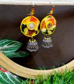 yellow fabric with jhumkas