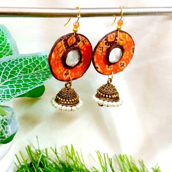 Orange fabric with jhumkas 2