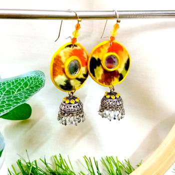 yellow fabric with jhumkas 2