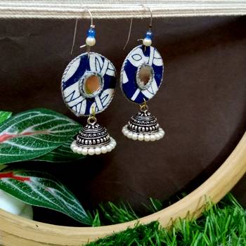 blue fabric with jhumkas 1
