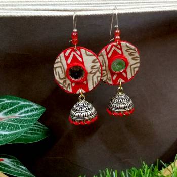 Red fabric with jhumkas 1