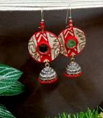 Red fabric with jhumkas