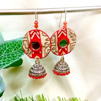 Red fabric with jhumkas 2