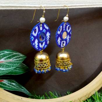 Blue fabric with jhumkas 1