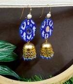 Blue fabric with jhumkas