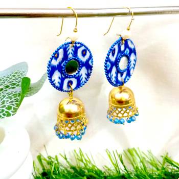 Blue fabric with jhumkas 2