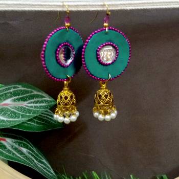 Green fabric with jhumkas 1