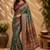 Rama green color digital printed chanderi cotton ready to wear saree with blouse