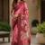 Rose pink color digital printed chanderi cotton ready to wear saree with blouse