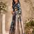 Dark blue color digital printed chanderi cotton ready to wear saree with blouse