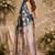 Dark blue color digital printed chanderi cotton ready to wear saree with blouse