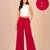 Maroon cotton pleated wide-leg trousers for women