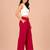 Maroon cotton pleated wide-leg trousers for women