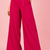 Fuchsia cotton pleated wide-leg trousers for women