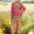 Rani pink heavy chinon silk blend digital print hand work kurta pant dupatta set