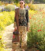Black heavy chinon silk blend digital print hand work kurta pant dupatta set