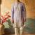 lilac embroidered silk kurta with cotton cream pajama 